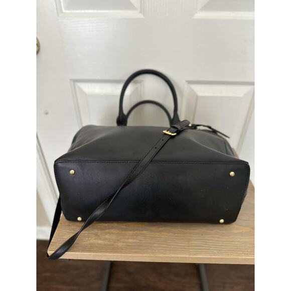 Lauren Ralph Lauren RLL Satchel Handbag Womens Black Leather Crossbody Purse - Picture 7 of 14